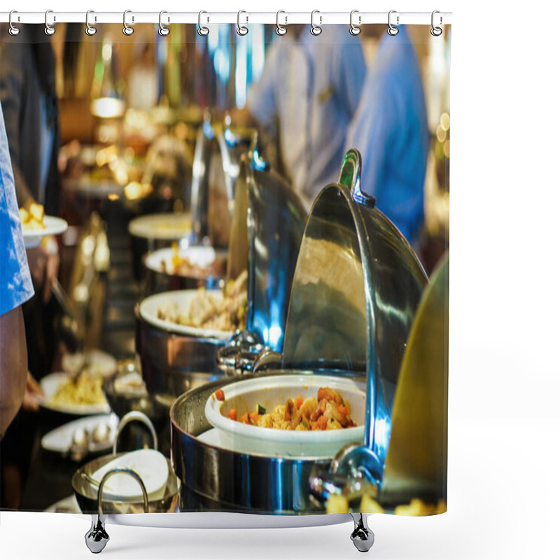 Personality  People Grab Buffet Food And Salad Food In Hotel Restaurant Seminar Trainning Food And Drink Industry Shower Curtains