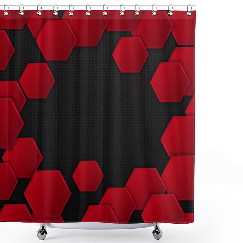 Personality  Geometric Hexagons Pattern. Abstract Metal Background. Vector Design Template Shower Curtains