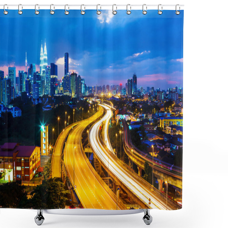 Personality  Kuala Lumpur Skyline At Night Shower Curtains