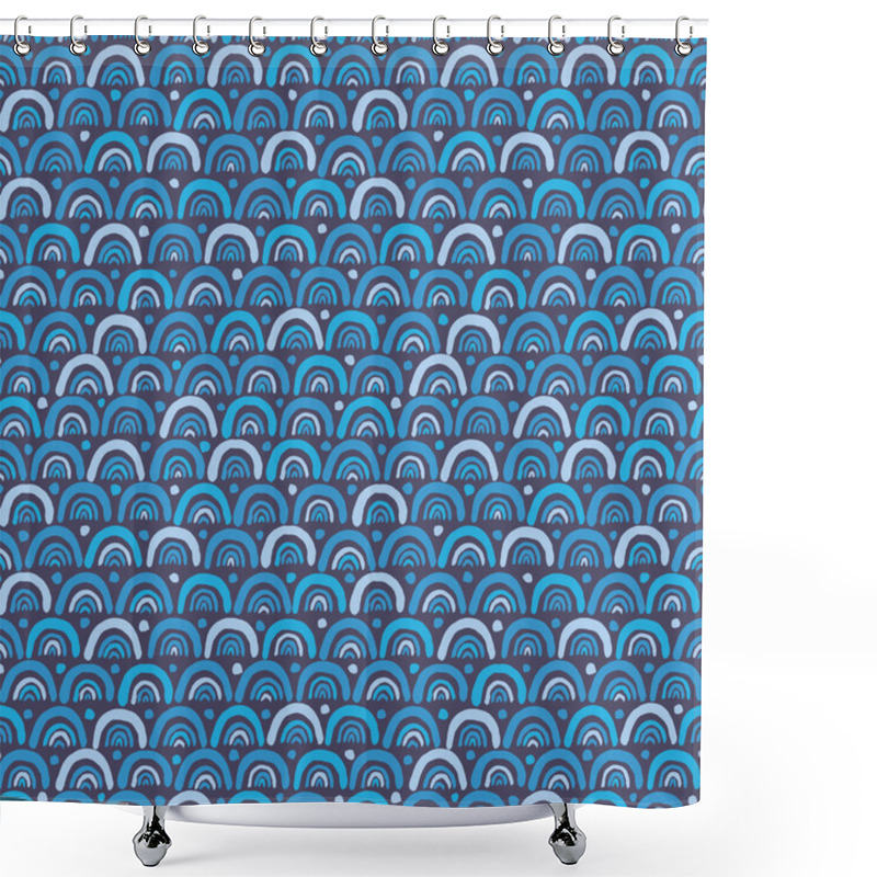 Personality  Abstract Seamless Pattern In Blue Shower Curtains