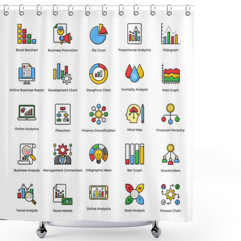 Personality  Data Analytics Flat Vectors Pack  Shower Curtains