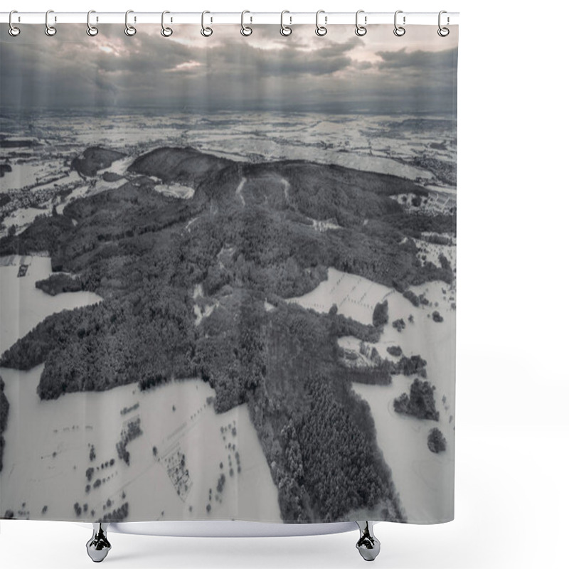 Personality  Aerial View Of Beautiful Winter Landscape With Snow-covered Trees And Fields, Germany Shower Curtains