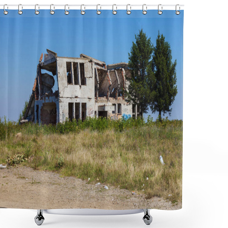 Personality  Bombed Building In Serbia Shower Curtains