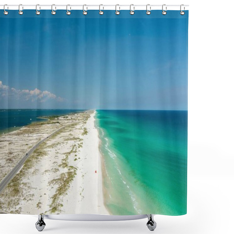 Personality  Aerial View Of Pensacola Beach, Florida On Memorial Day Weekend 2023 Shower Curtains