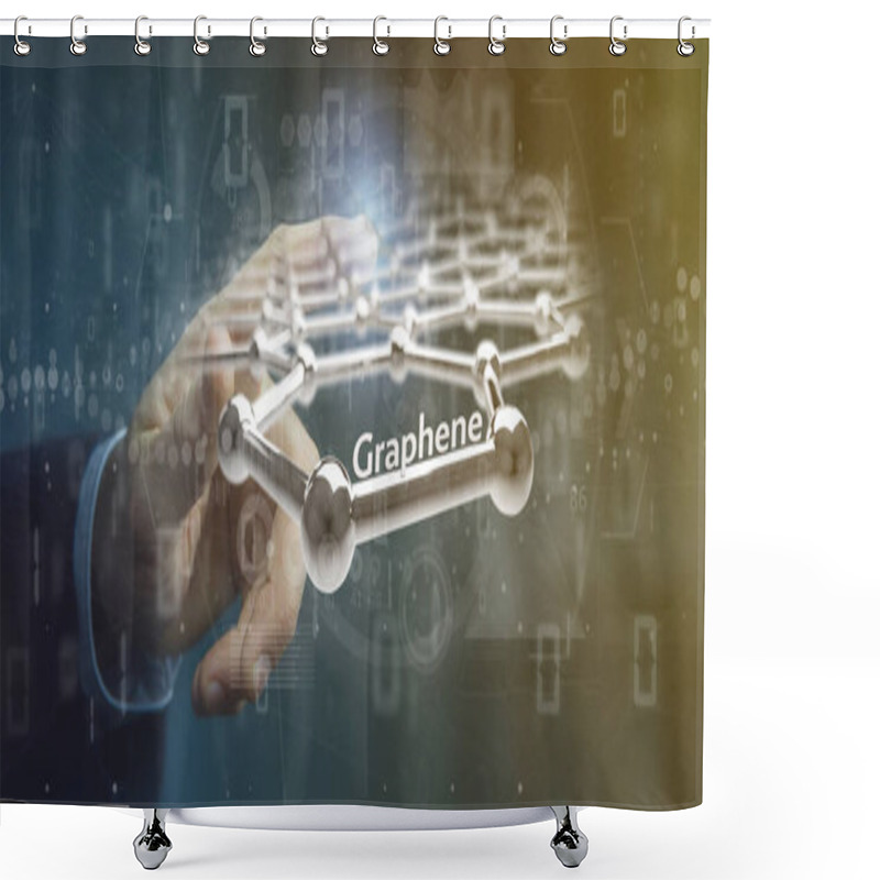 Personality  Businessman Holding A Graphene Structure - 3d Rendering Shower Curtains