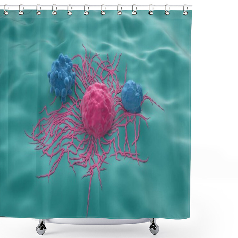 Personality  Thyroid Cancer Cells - Isometric View 3d Illustration Shower Curtains