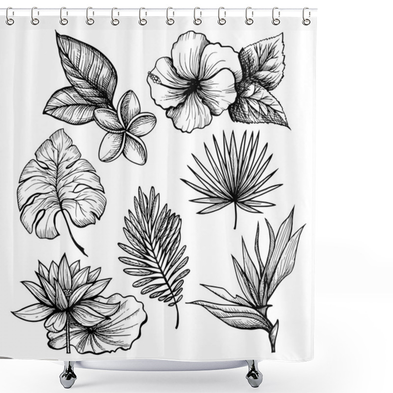 Personality  Tropical Leaves Set Shower Curtains