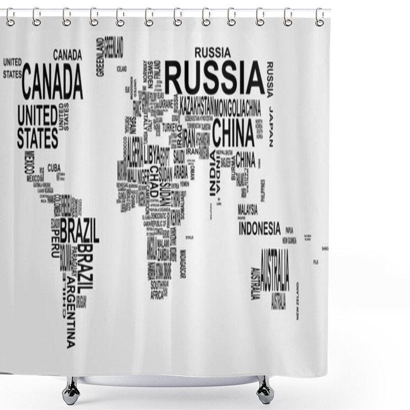 Personality  World Map With Country Name Shower Curtains