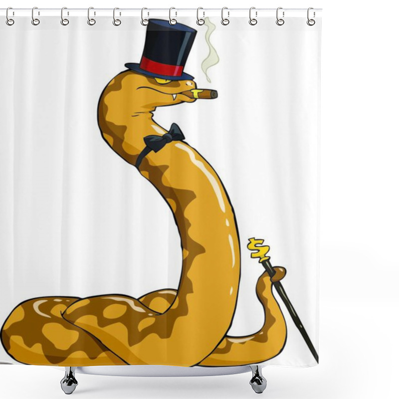 Personality  Rich Boa In Hat And Cane Vector Illustration Shower Curtains