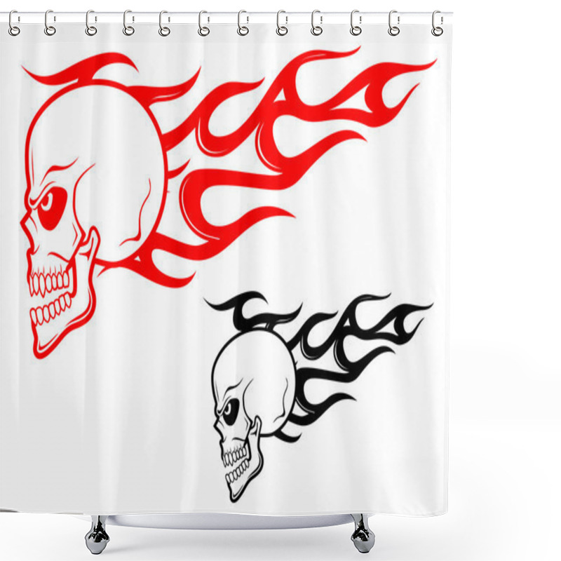 Personality  Danger Skull With Flames Shower Curtains