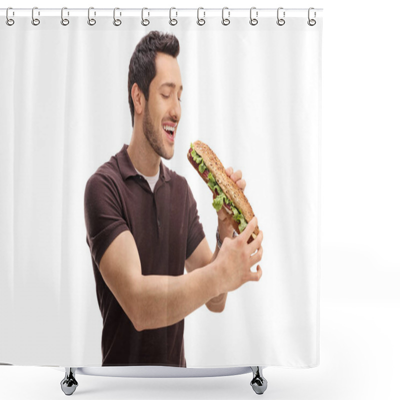 Personality  Young Man Having A Sandwich Shower Curtains