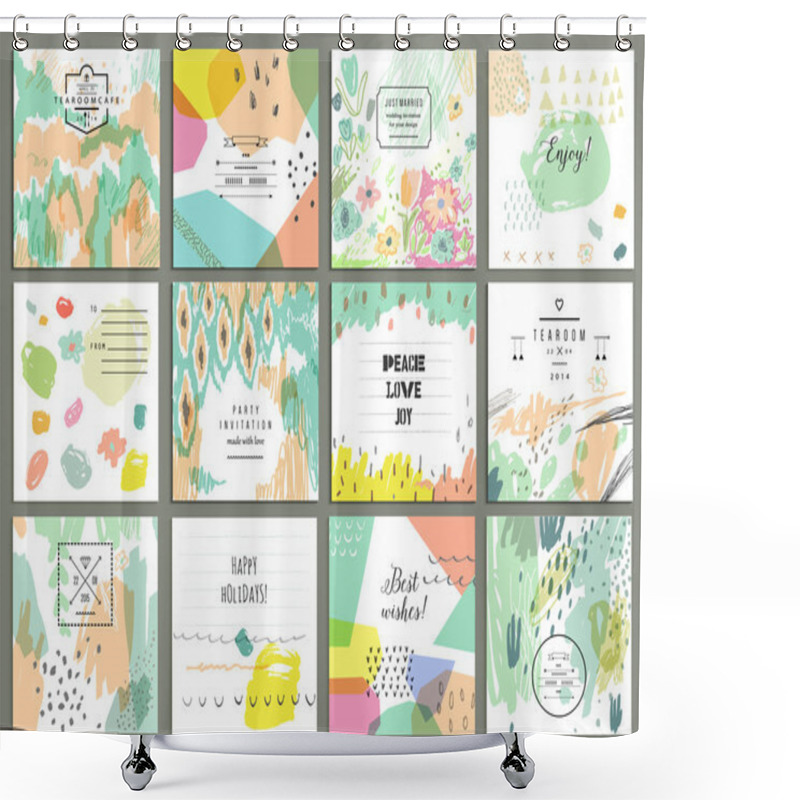 Personality  Set Of 12 Creative Universal Cards Shower Curtains