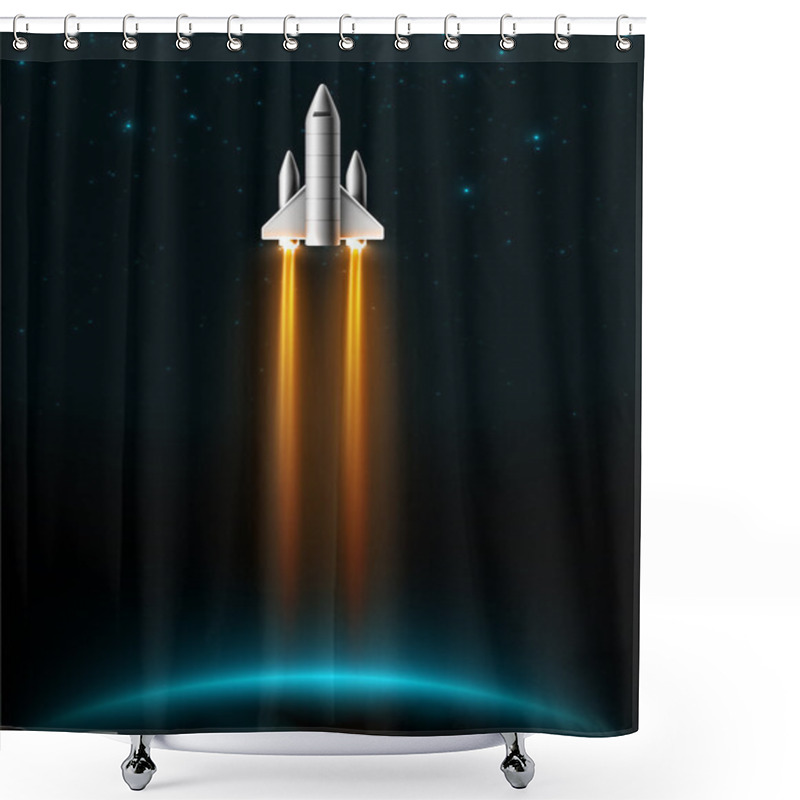 Personality  Rocket Launch Shower Curtains