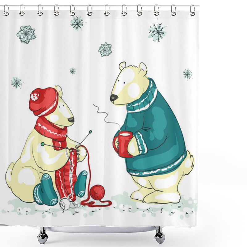 Personality  Polar Bears, Christmas Shower Curtains