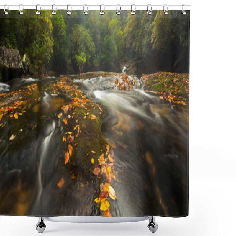 Personality  Beautiful Chattooga River In Autumn Shower Curtains