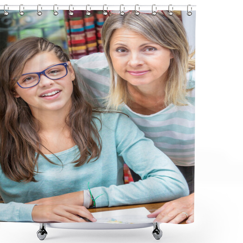 Personality  Pretty Student Girl Taking Courses With Beautiful Blond Teacher Shower Curtains