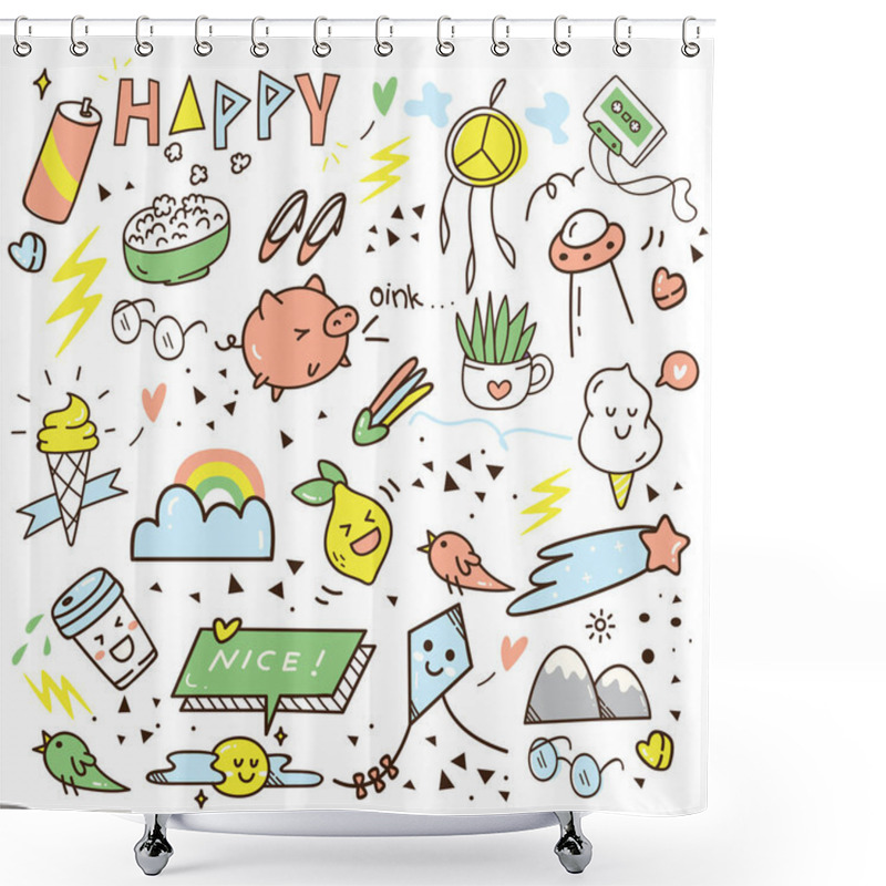 Personality  Vector Illustration Of Hand Drawn Doodles Elements Shower Curtains