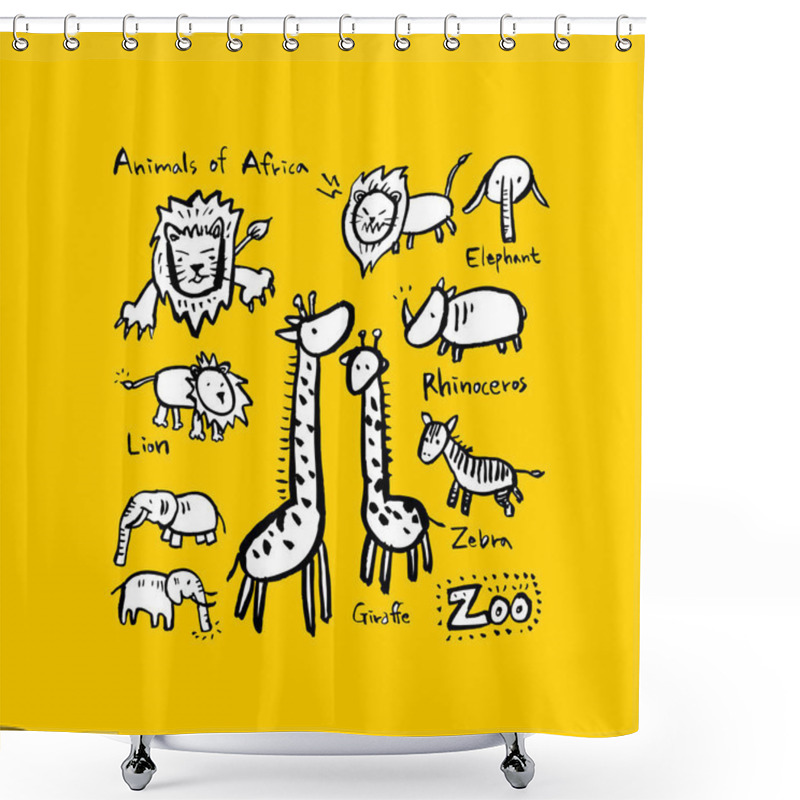 Personality  Animal Sketch / Hand Drawn Zoo Illustration - Vector Shower Curtains