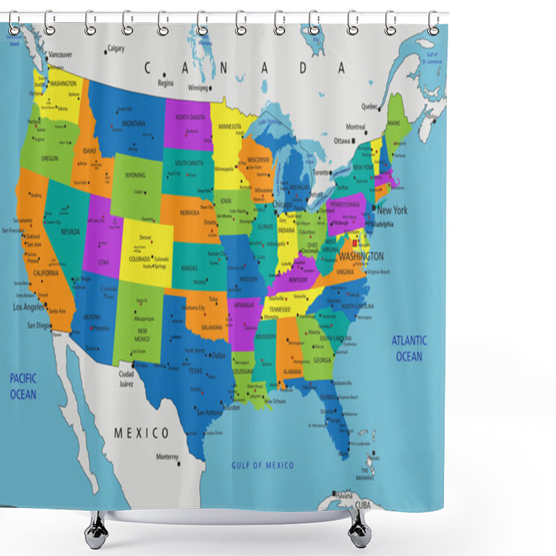 Personality  United States Of America Political Map Shower Curtains