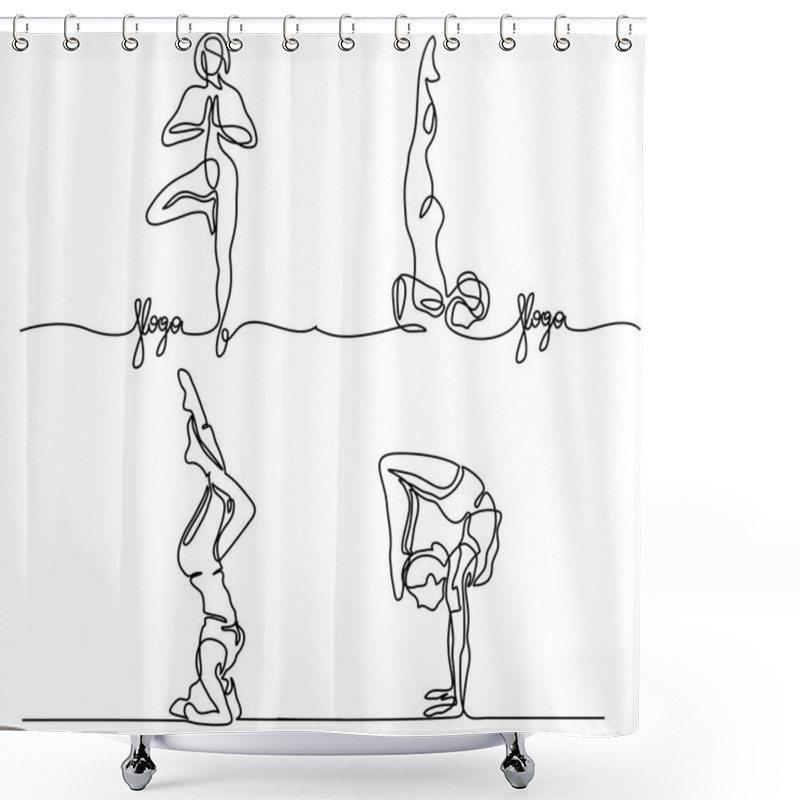 Personality  Set Woman Doing Exercise In Yoga Pose Shower Curtains