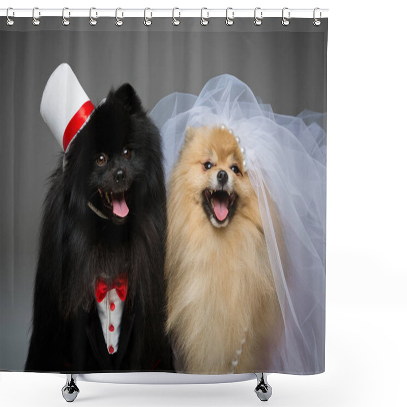 Personality  Spitz Dogs Wedding Couple Shower Curtains