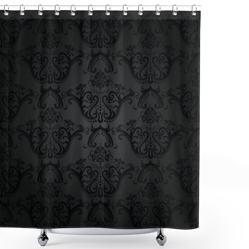 Personality  Charcoal Floral Seamless Wallpaper Shower Curtains