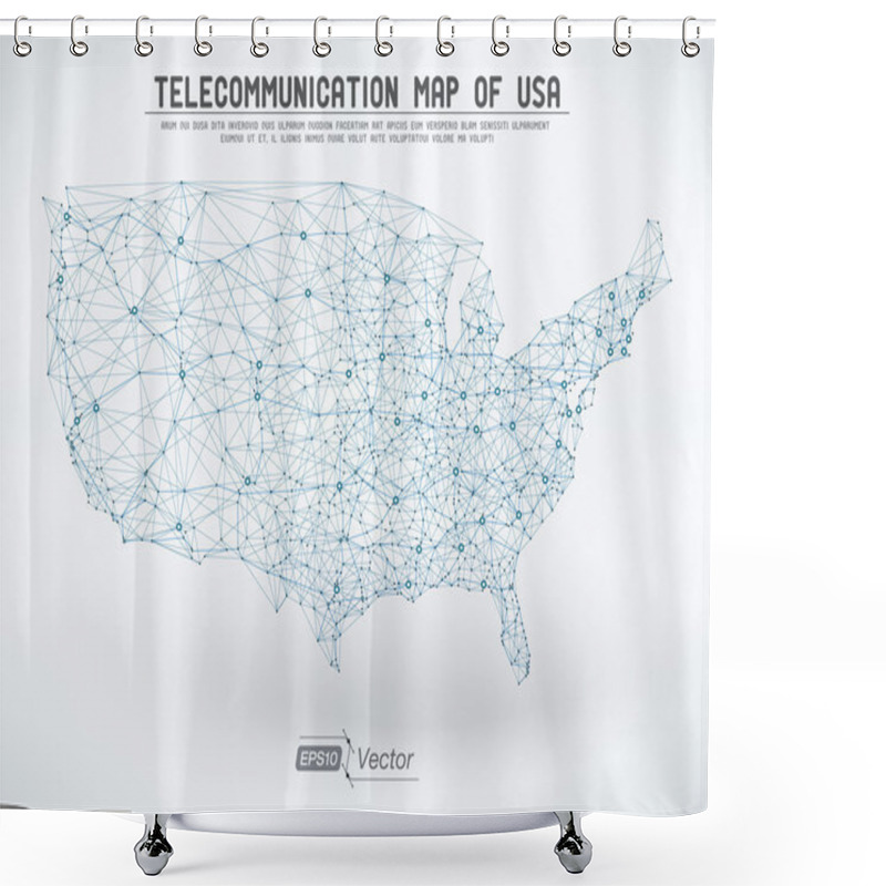 Personality  Abstract Telecommunication USA Map Shower Curtains