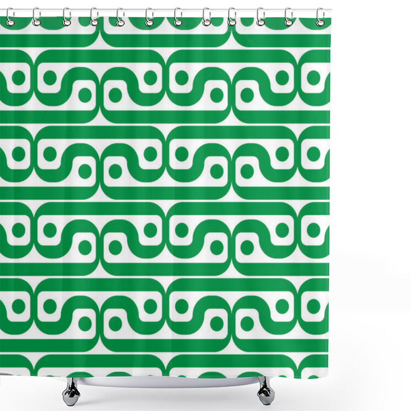 Personality  A Unique Green Pattern Featuring Interconnected Flowing Line Shapes. Shower Curtains