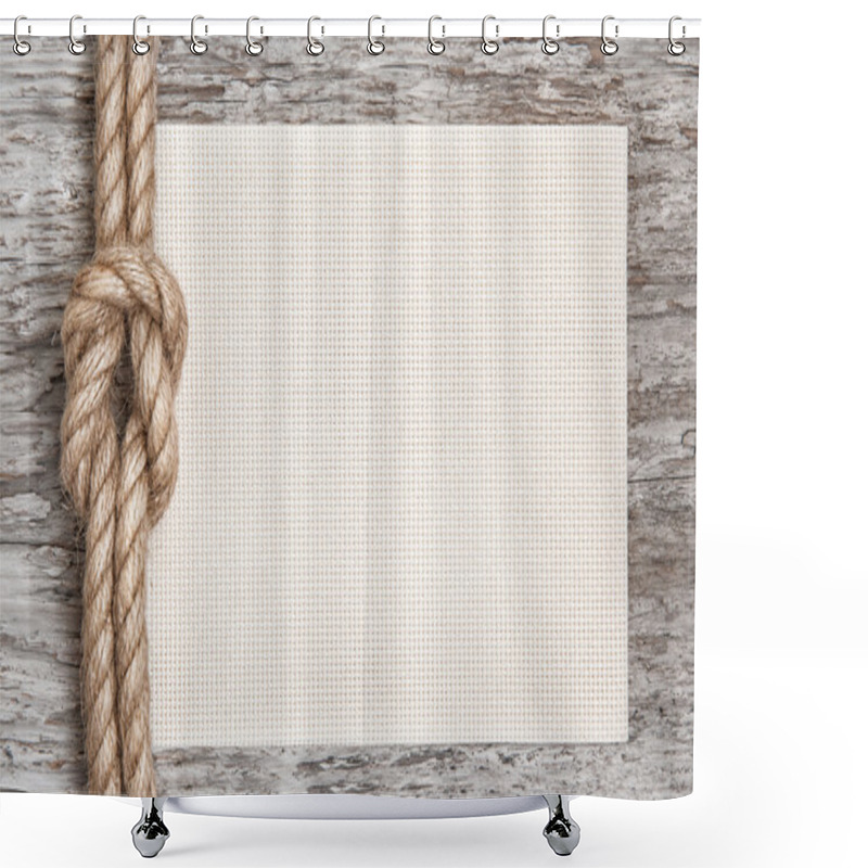 Personality  Ship Rope, Shells And Wood Background Shower Curtains