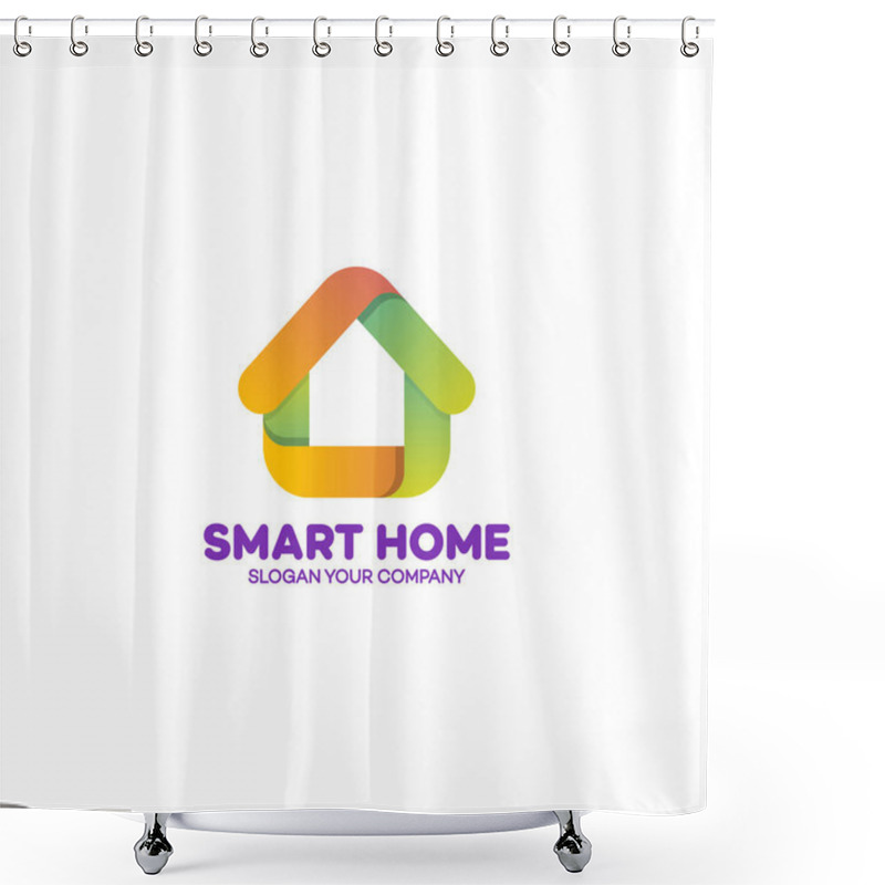 Personality  Smart Home Logo On White Background Shower Curtains