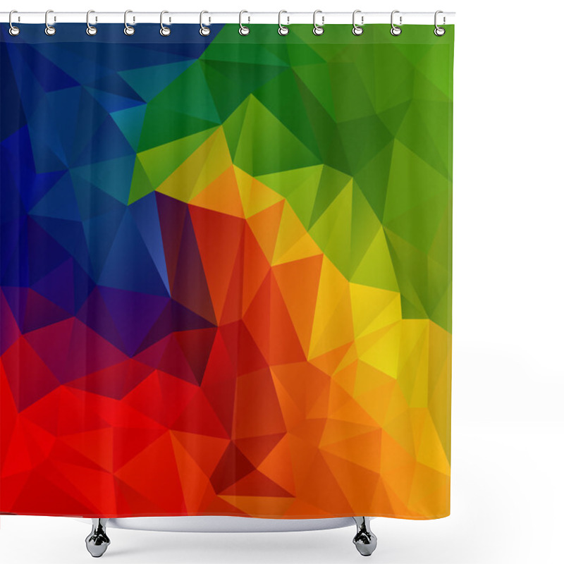 Personality  Vector Abstract Irregular Polygon Background With A Triangular Pattern In Spectrum Color Full Rainbow Colors Shower Curtains