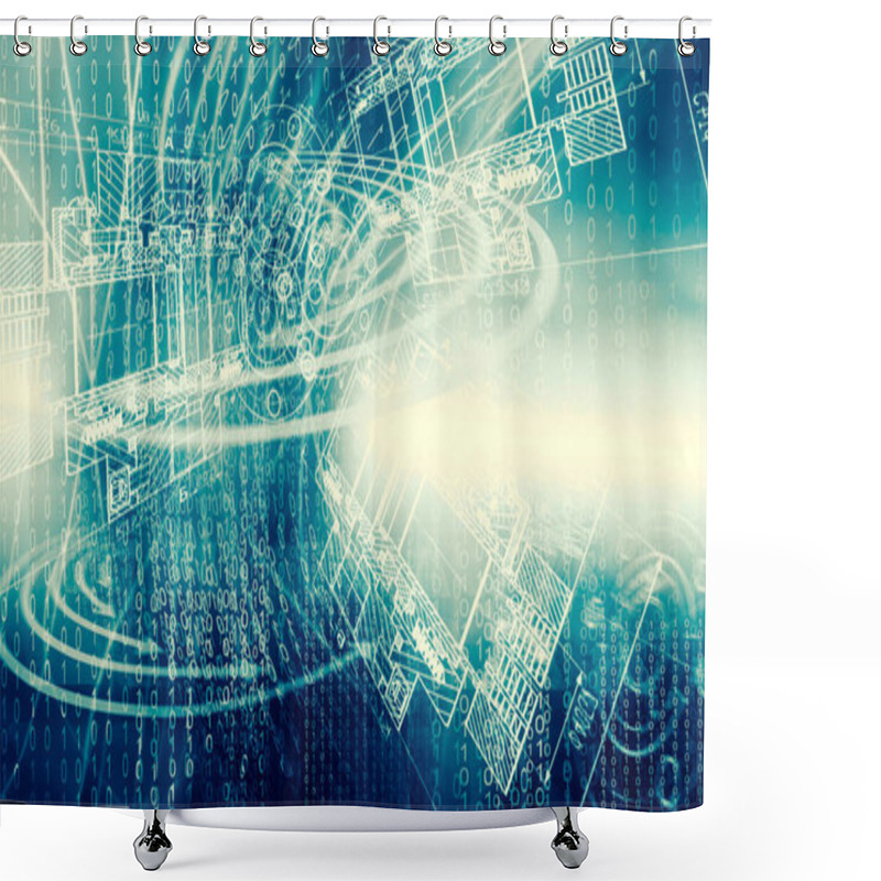 Personality  Technological Background, Internet Concept Of Global Business. Internet Connection, Abstract Of Science And Technology Graphic Design Shower Curtains