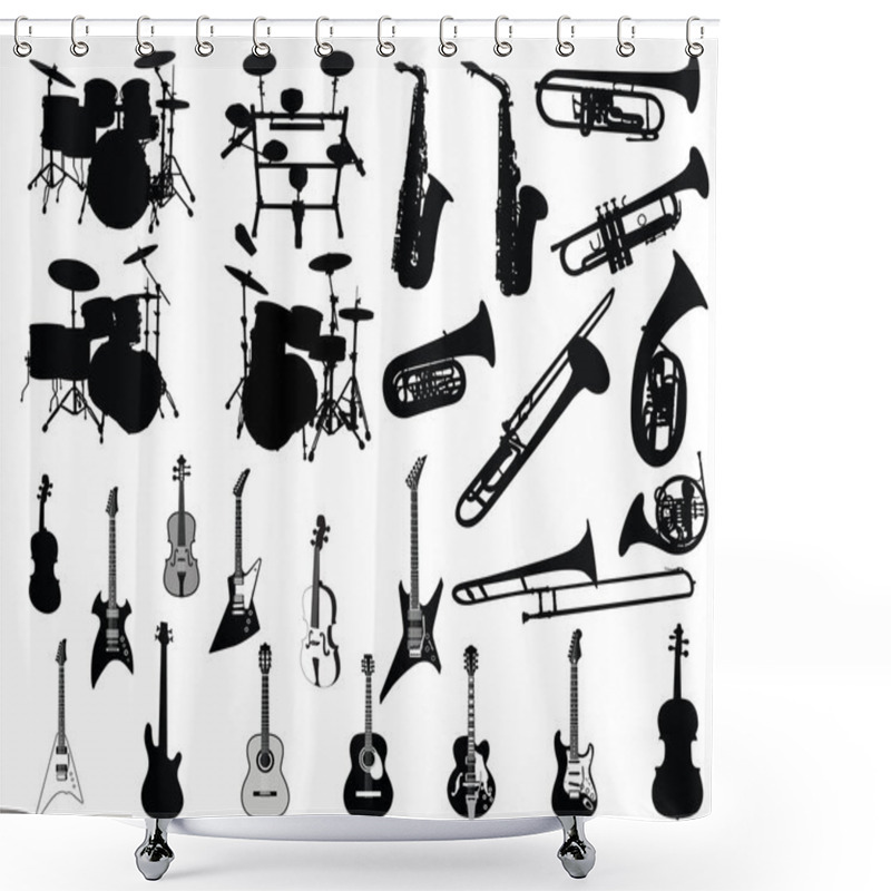 Personality  Set Of Musical Instruments Shower Curtains