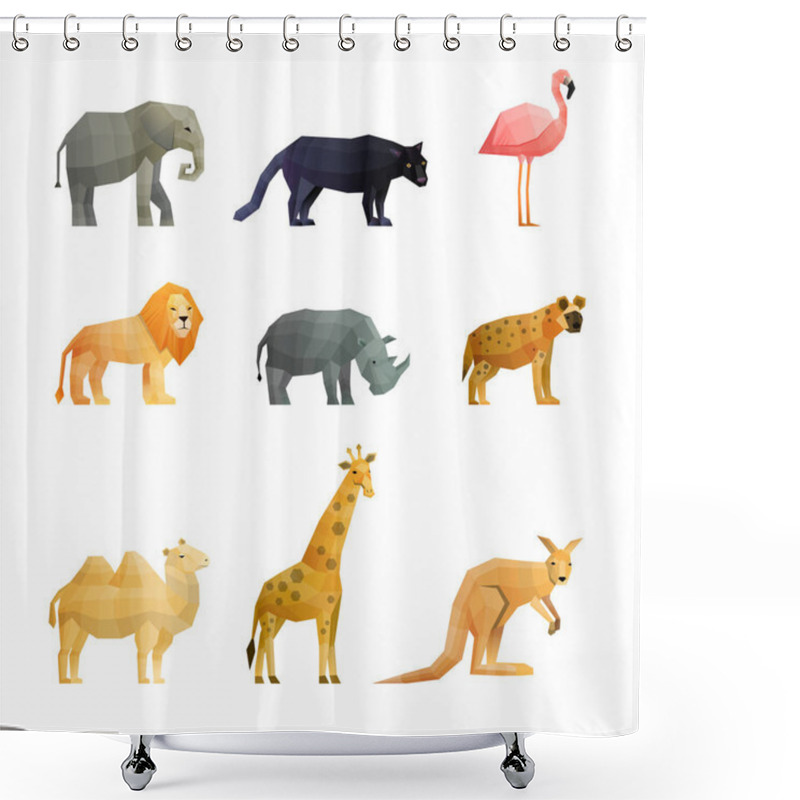 Personality  Southern Wild Animals Polygonal Icons Set Shower Curtains