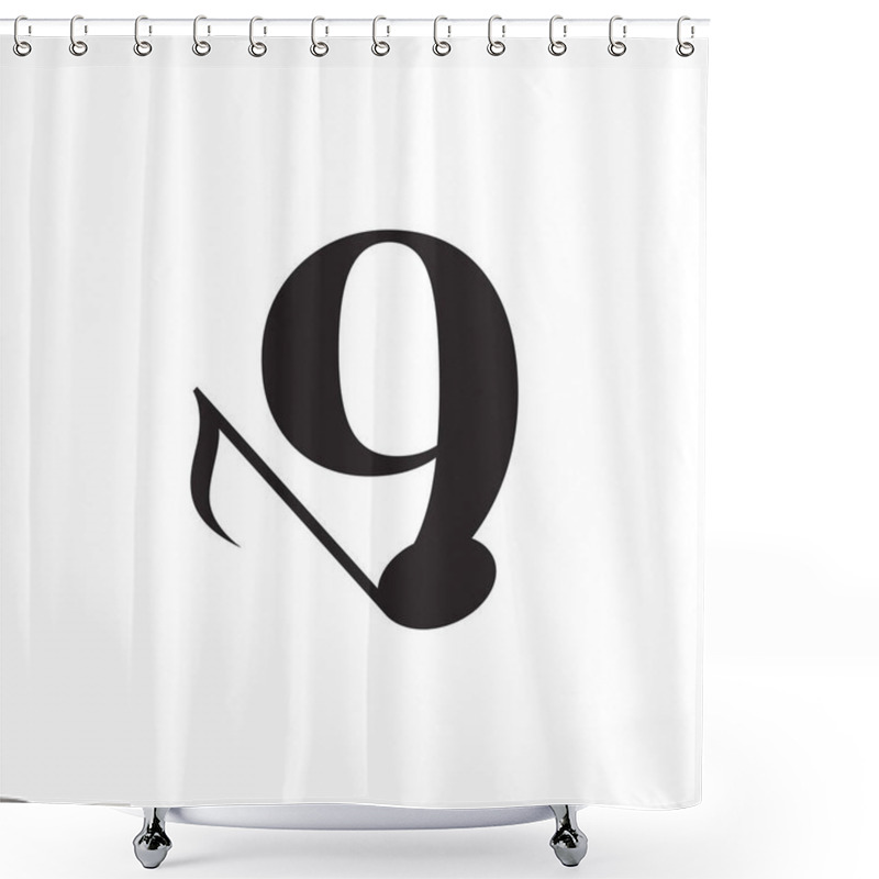 Personality  Number 9 With Music Key Note Logo Design Element. Usable For Business, Musical, Entertainment, Record And Orchestra Logos Shower Curtains