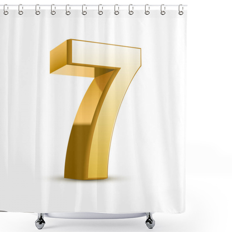 Personality  3d Shiny Golden Number 7 Shower Curtains