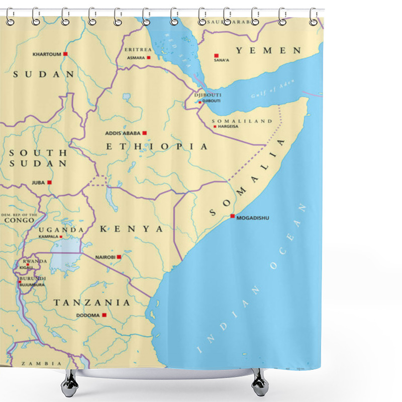 Personality  East Africa Political Map Shower Curtains