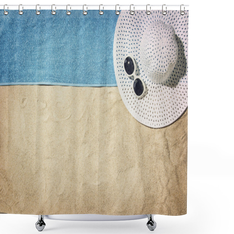 Personality  Top View Of Beach And Sand With Accessories Shower Curtains