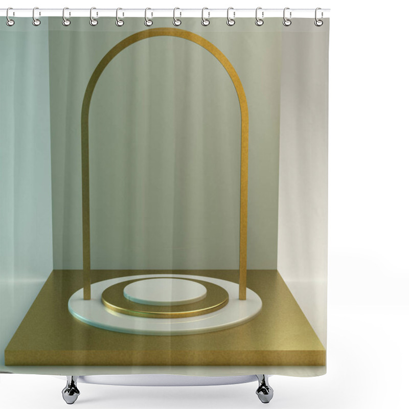 Personality  Scene With Geometric Simple Shapes. Golden Podium, Soft Light. 3d Illustration Shower Curtains