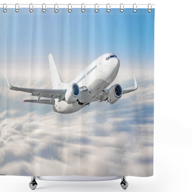 Personality  Airplane Climb Gains Altitude At Speed In Motion Blur Above Sky Clouds Flight Journey Height Shower Curtains