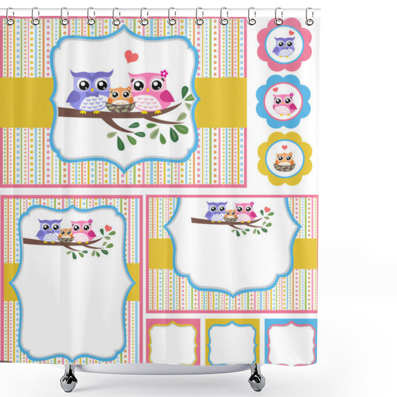 Personality  Owl Baby Shower Invitation Card Set Shower Curtains