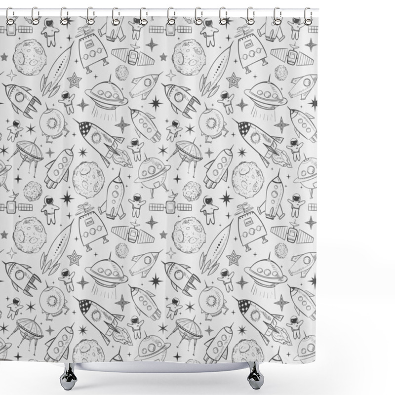 Personality  Seamless Background With Space Elements Shower Curtains