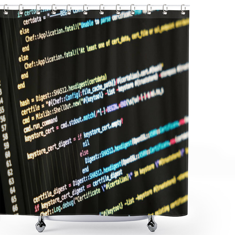 Personality  Coding Programmer Abstract Background. Computer Language Script Shower Curtains