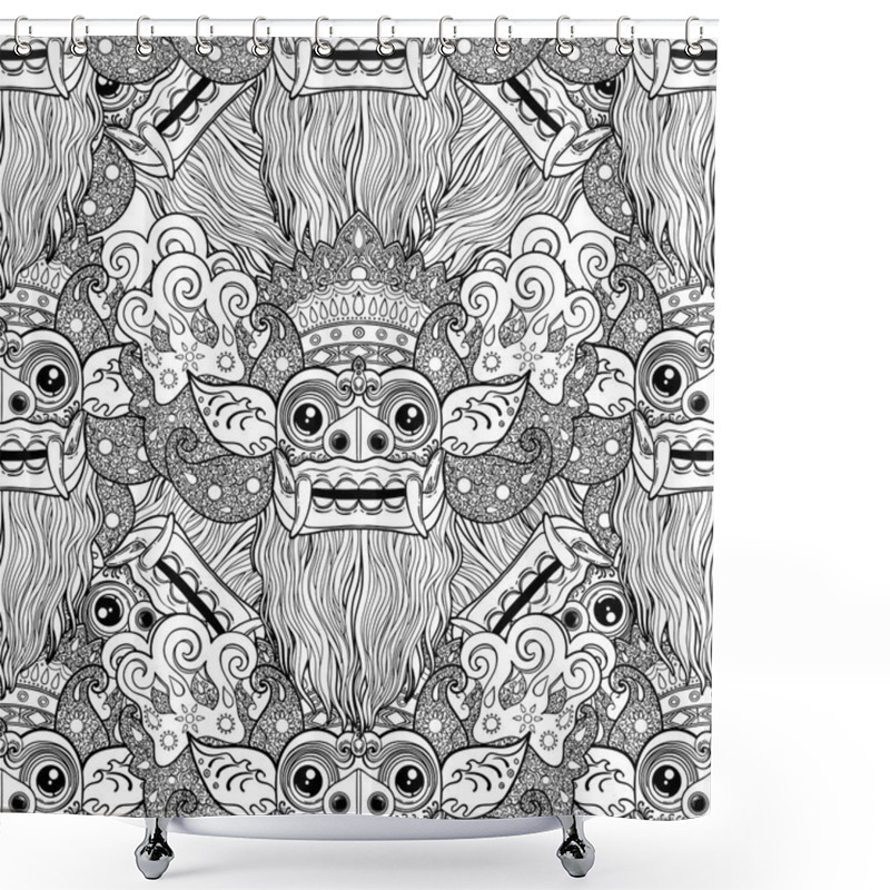 Personality  Pattern Made Of Barong - Traditional Ritual Balinese Masks.  Shower Curtains