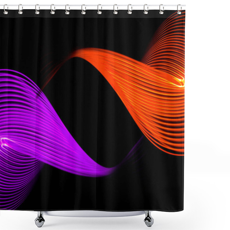 Personality  Abstract Light Orange And Purple Trails In Random Motion Background Image. Striped Neon Lights In Rainbow Colors Shower Curtains