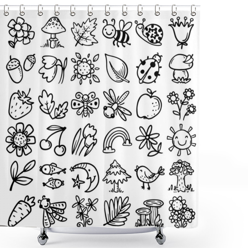 Personality  Cartoon Set Of Nature Design Elements Shower Curtains