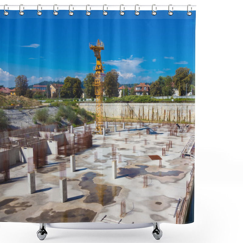 Personality  Construction Site. Building Foundation. Shower Curtains