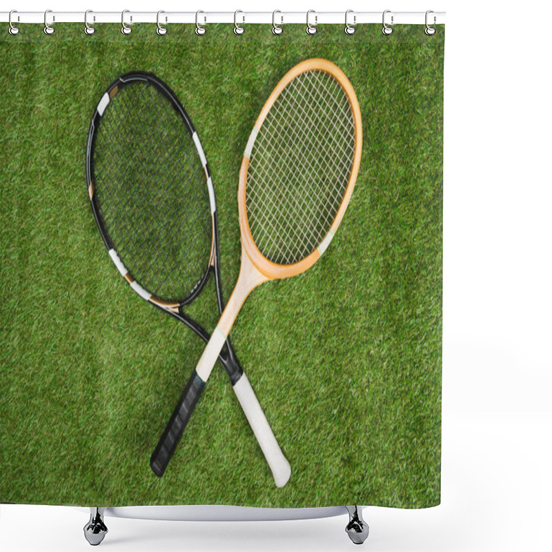 Personality  Tennis And Badminton Rackets Shower Curtains