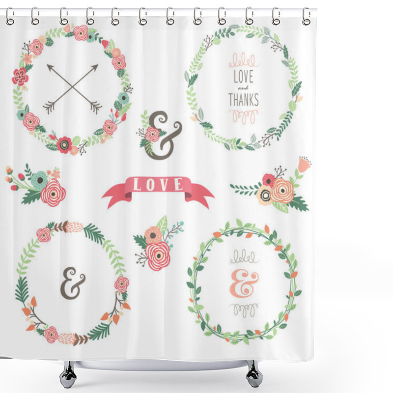 Personality  Flowers Wreath Collections Shower Curtains