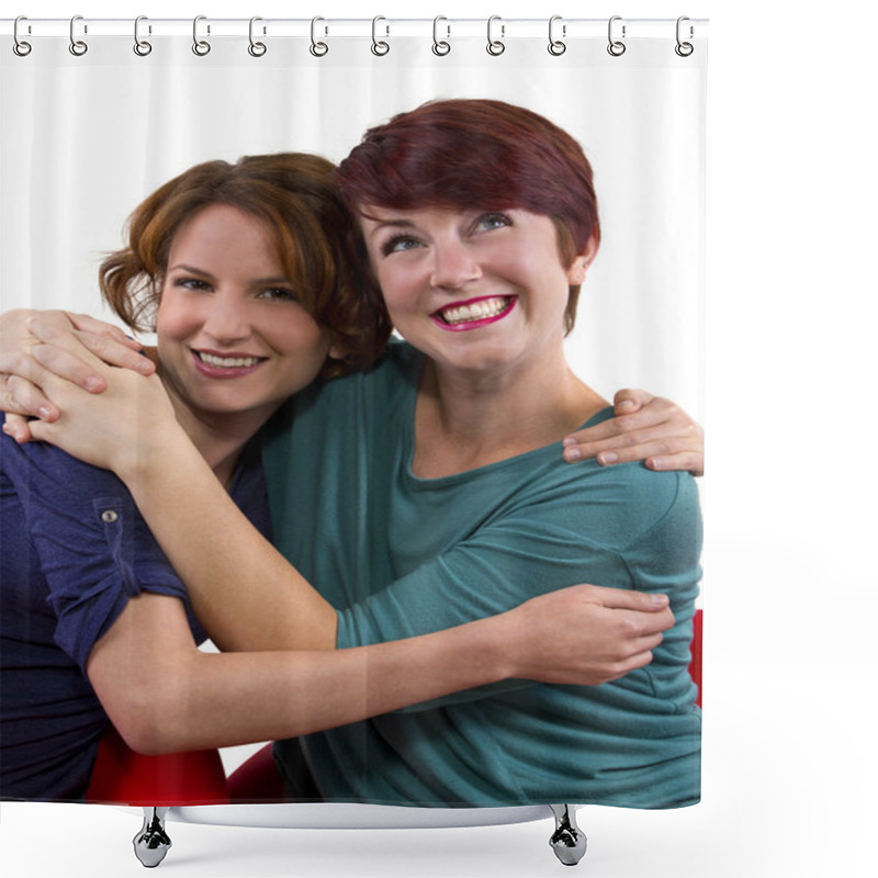 Personality  Women Posing Like Best Friends Shower Curtains